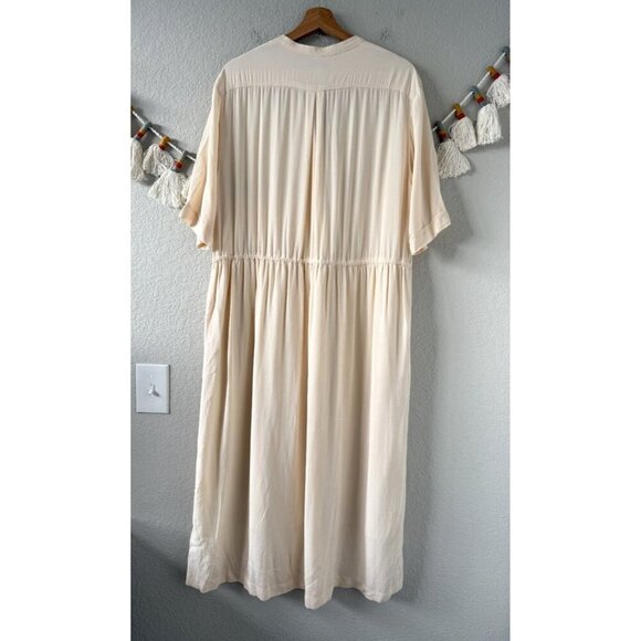 Uniqlo Ines De Fressange Aline Tie Waist Button Down Shirtdress Beige Neutral M - Picture 2 of 10